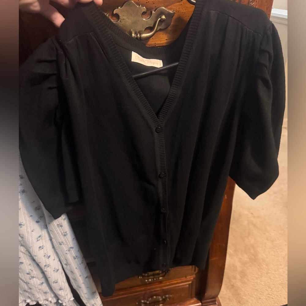 Black Short Sleeve Cardigan - Picture 3 of 6